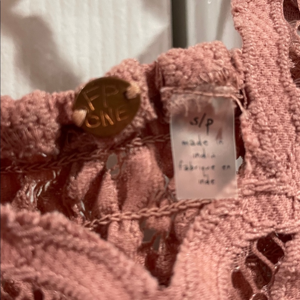 Free People One- Lace Bodice Tiered Ruffle Sundress - Dusty Rose- Size Small - Picture 3 of 12